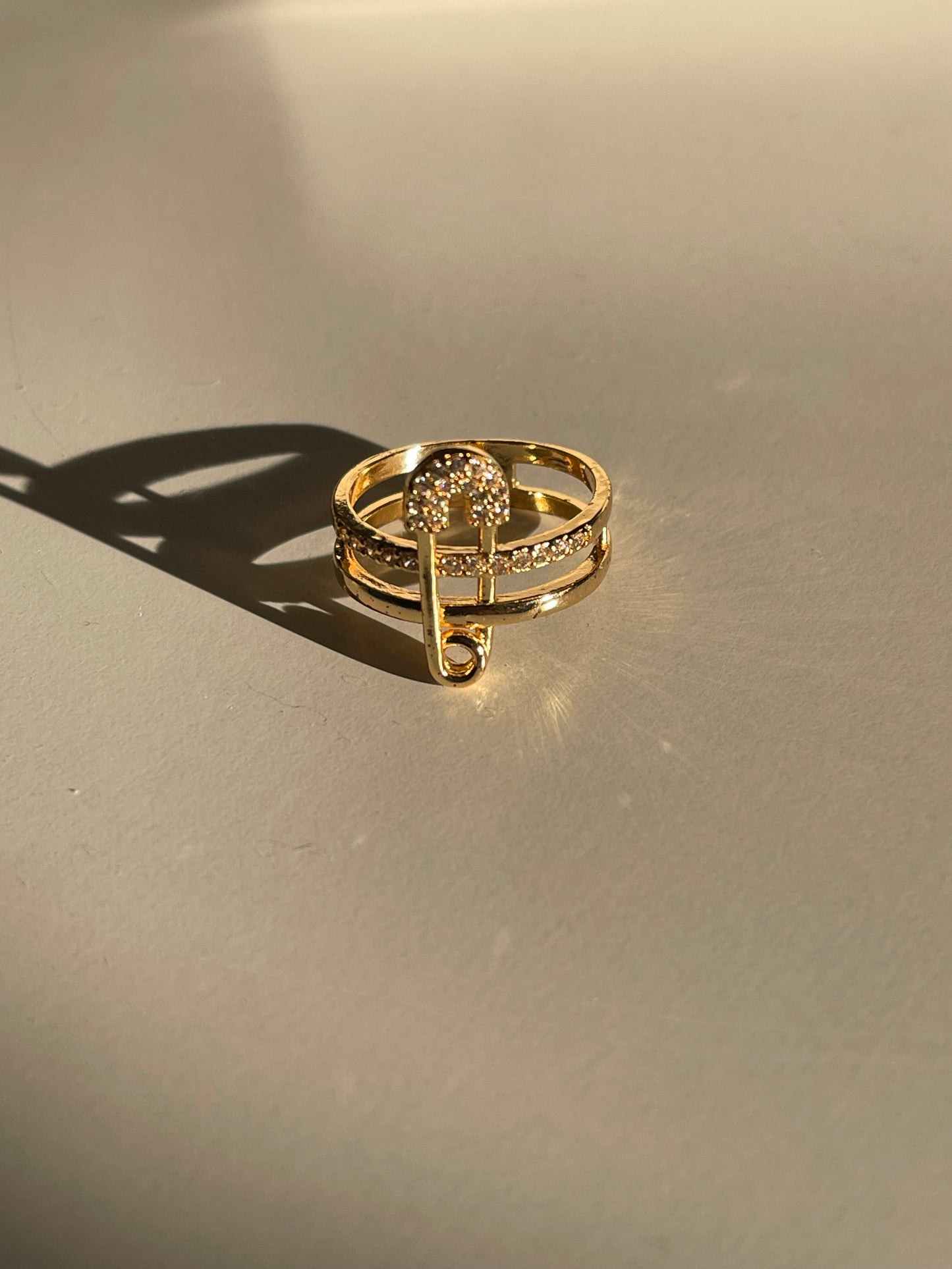 Crystal Pin Ring (Gold Plated)