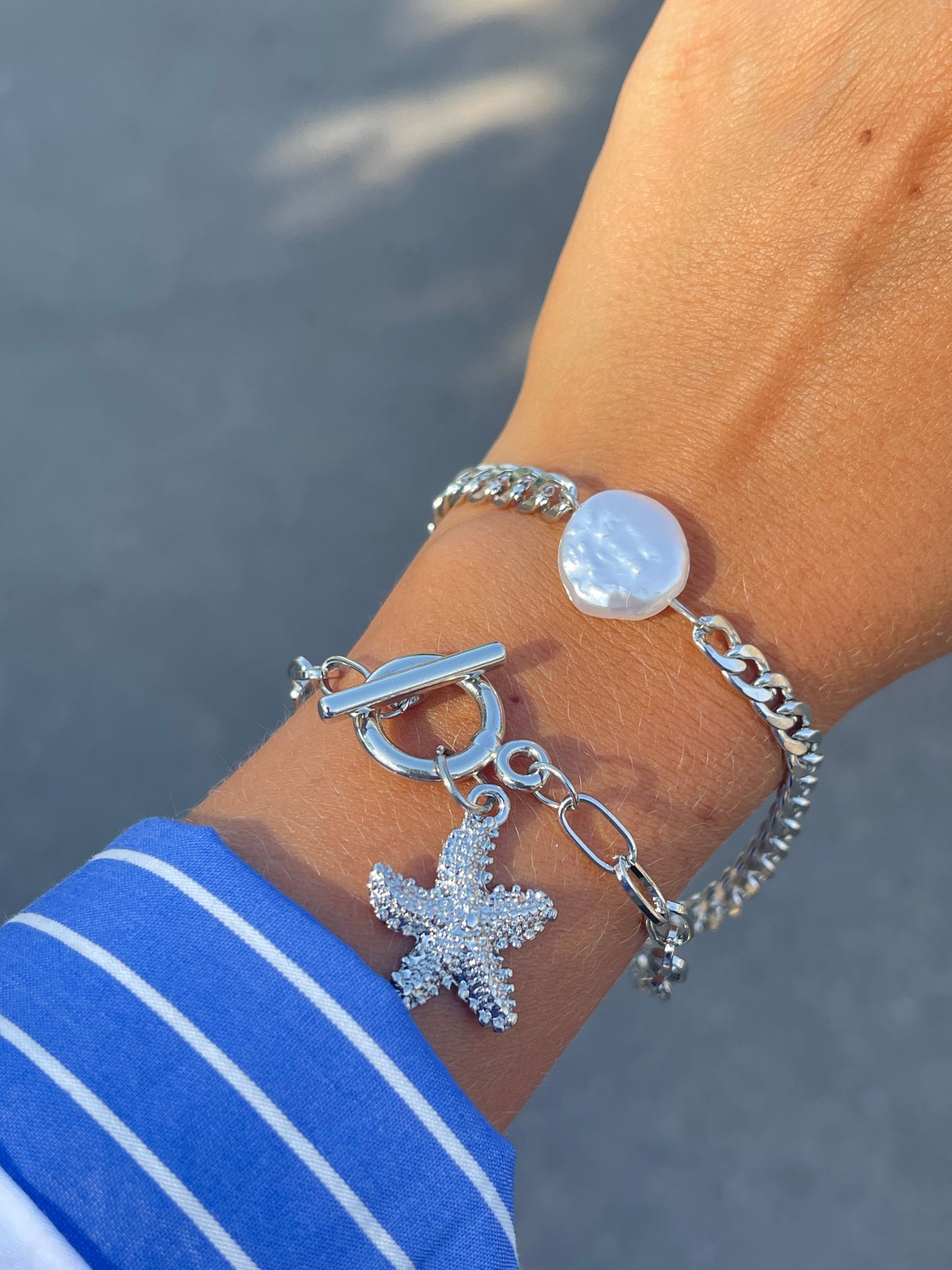 Starfish Pearl Bracelet Stack