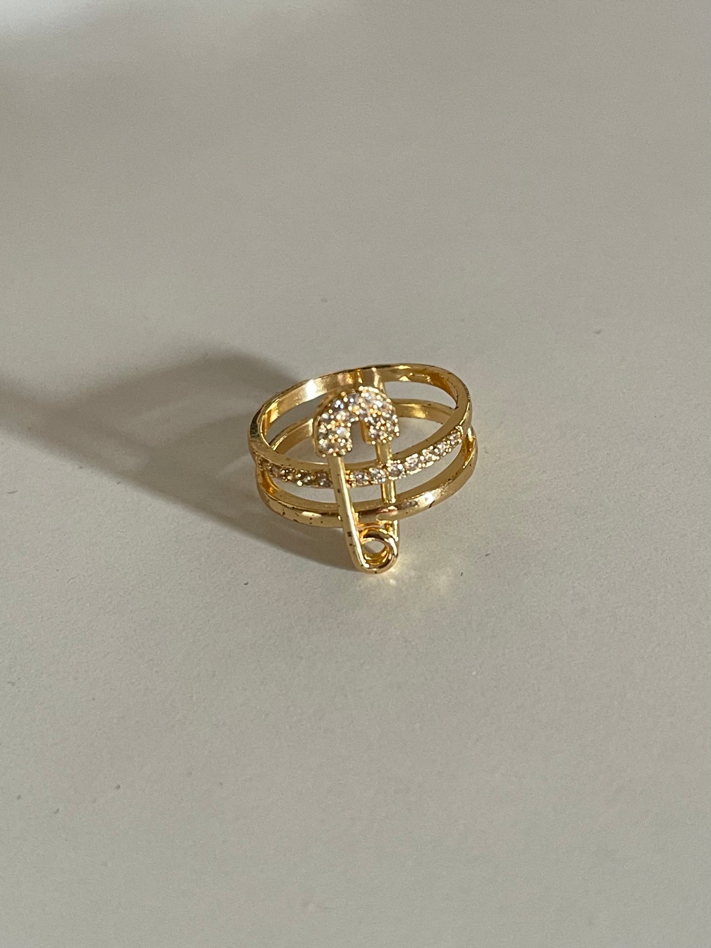 Crystal Pin Ring (Gold Plated)