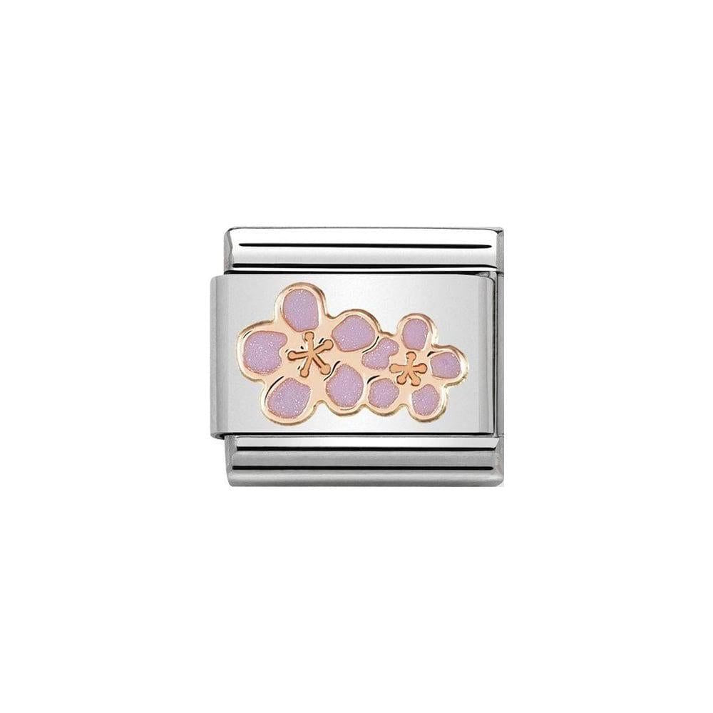 Pink  Flower - Silver Italian Charm