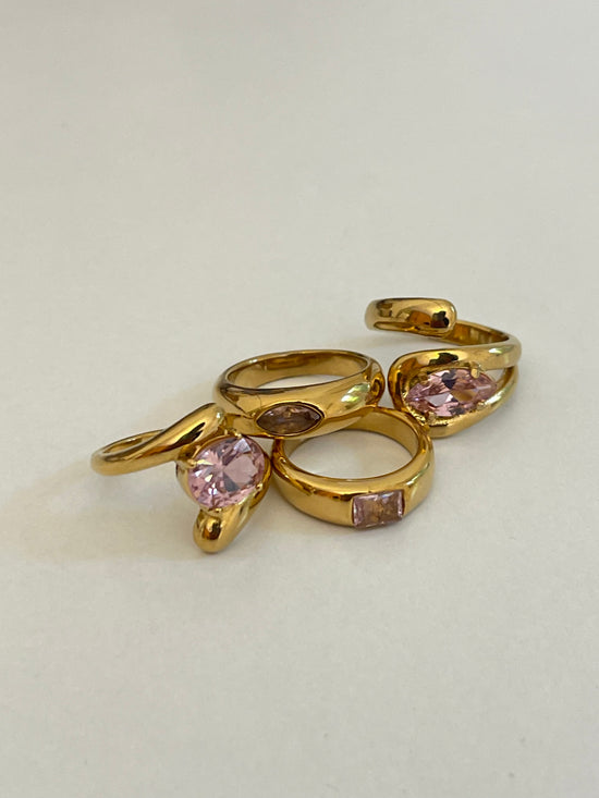 Pink Chunky Rings- Stainless Steel