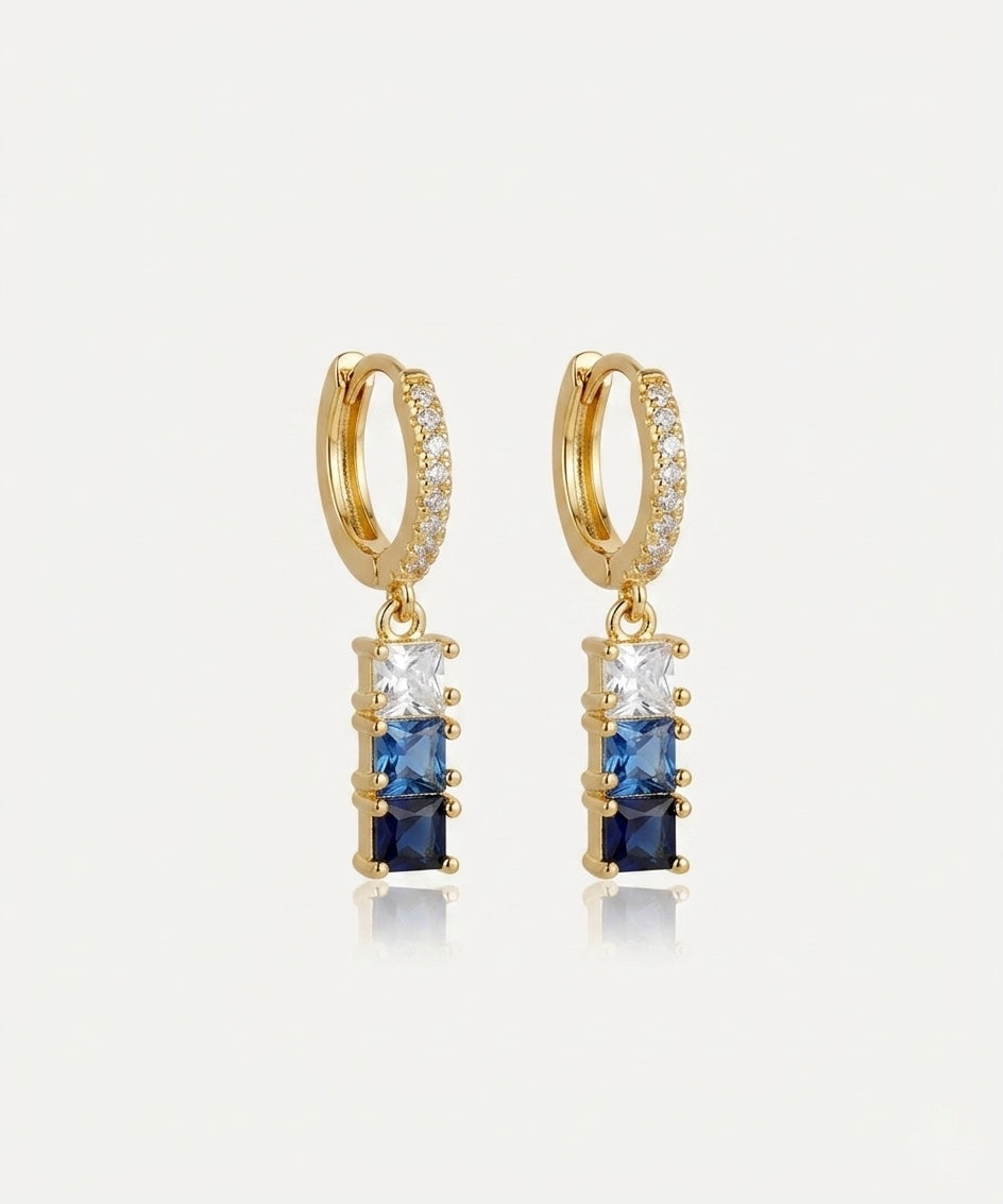 triple crystal hoop earrings (gold plated)