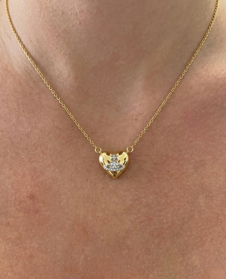 Saturn Heart Necklace- Stainless Steel