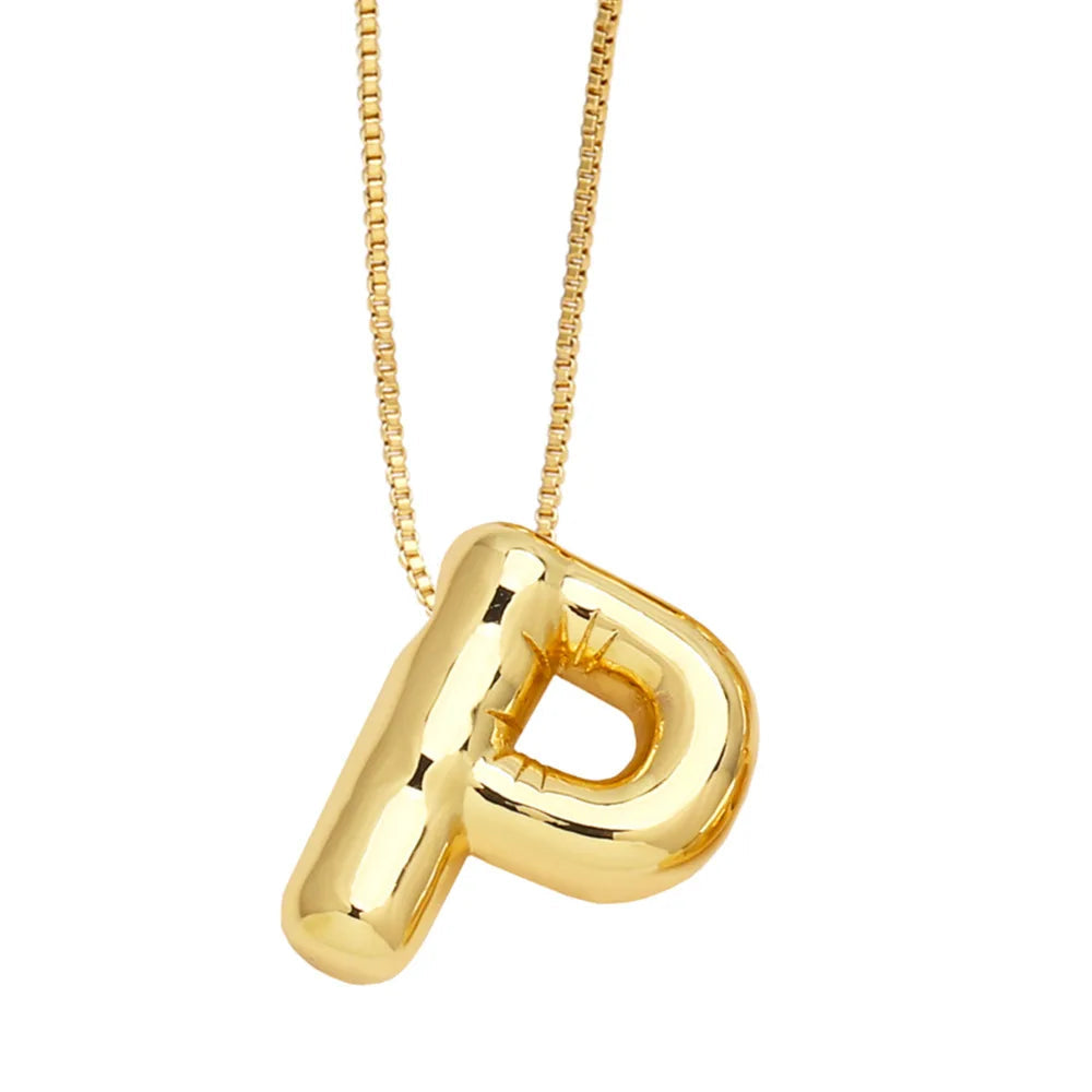 Bubble Initial Letter Necklace (Stainless Steel)