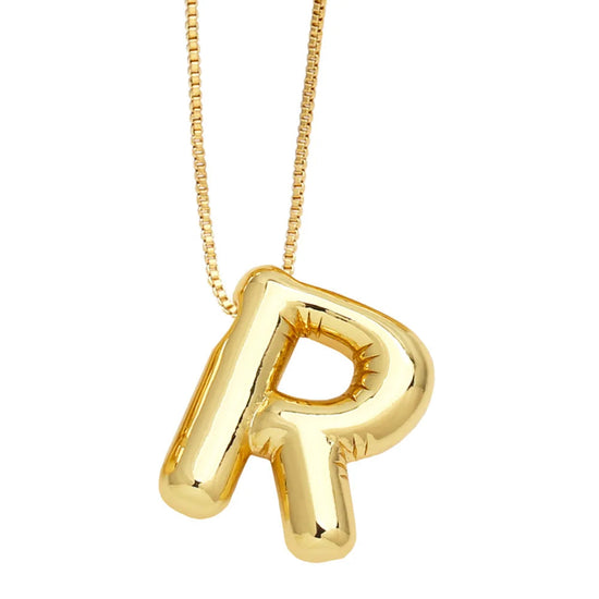 Bubble Initial Letter Necklace (Stainless Steel)