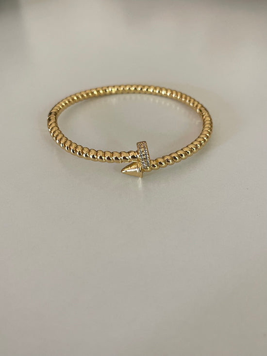 Iconic Crystal Nail Cuff Bracelet (Gold Plated)