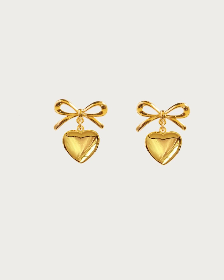 Heart Bow Coquette Earrings (Stainless Steel)