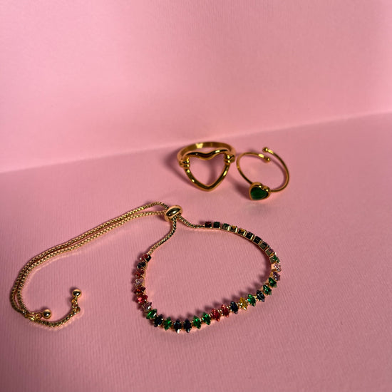 Rainbow Tennis Bracelet (Gold Plated)