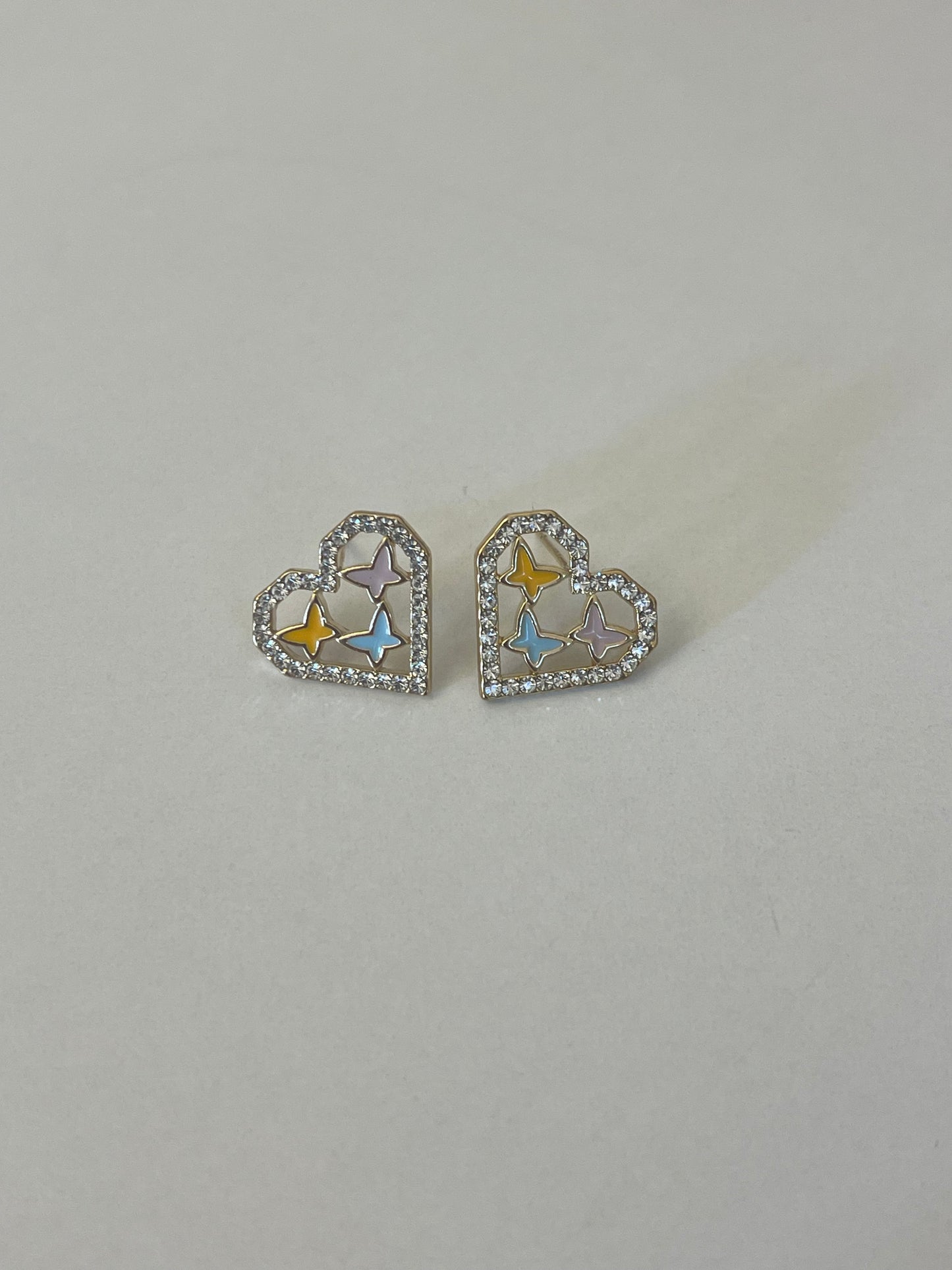 Dainty Butterfly Heart Earrings