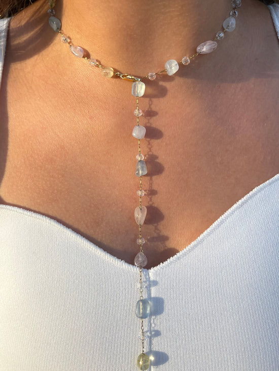 Minimal Stones Drop Necklace (Gold Plated)