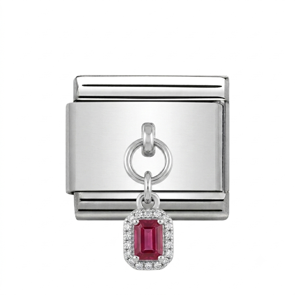 Red Dangle - Silver Italian Charm