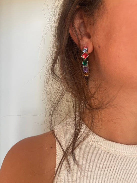 Colorful Crystal Hoop Earrings