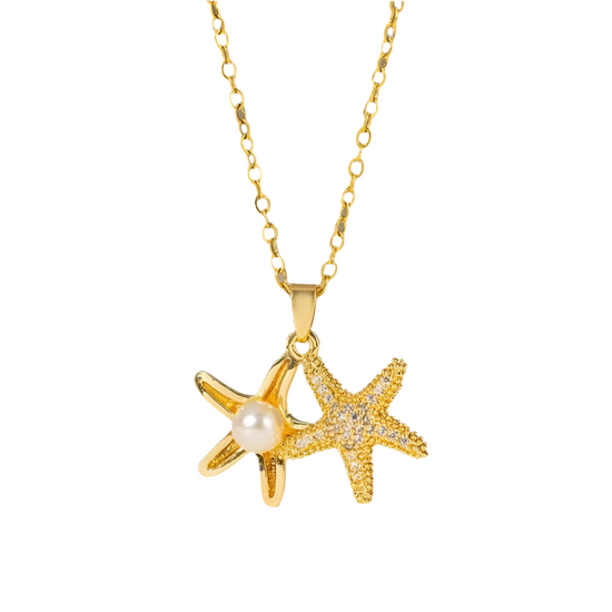 Starfish Pearl Necklace (Stainless Steel)