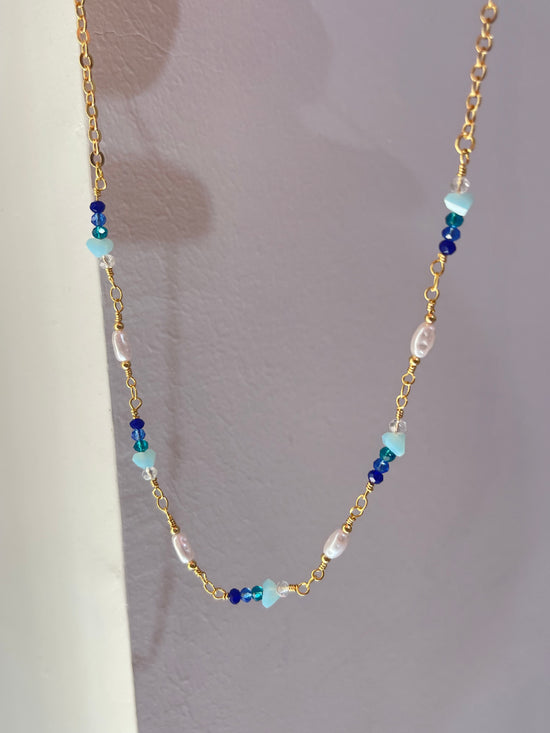 Blue Stone Go-To Necklace- Gold Plated