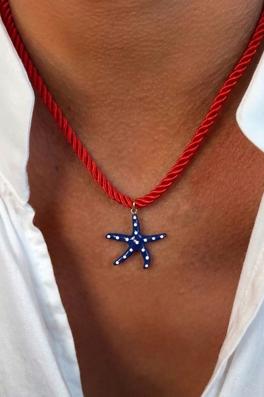 Starfish Statement Colorful Necklace (Gold Plated)