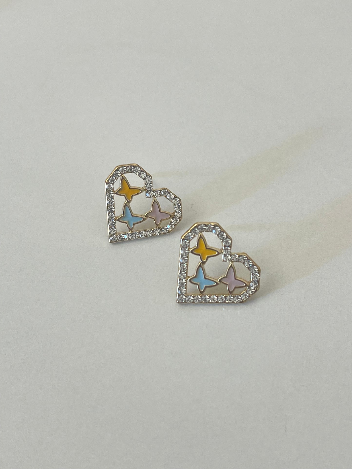 Dainty Butterfly Heart Earrings