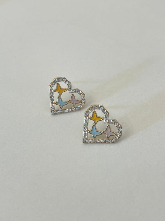 Dainty Butterfly Heart Earrings