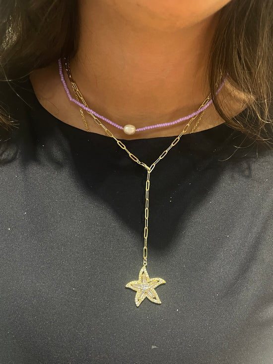 Crystal Starfish Statement Charm- Gold Plated