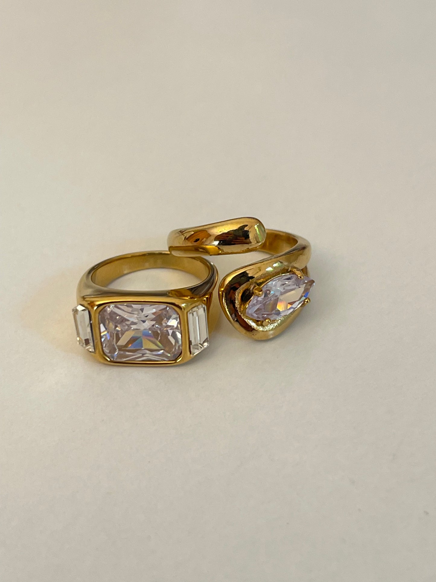Chunky Crystal Ring- Stainless Steel