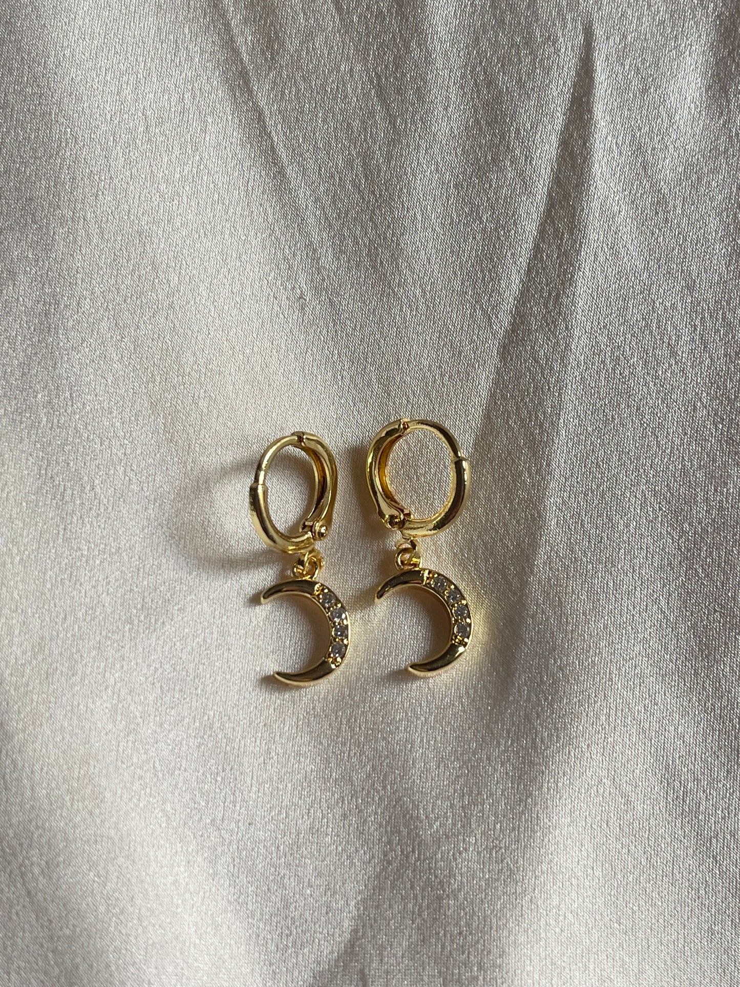 Moon Dangle Hoops (Gold Plated)