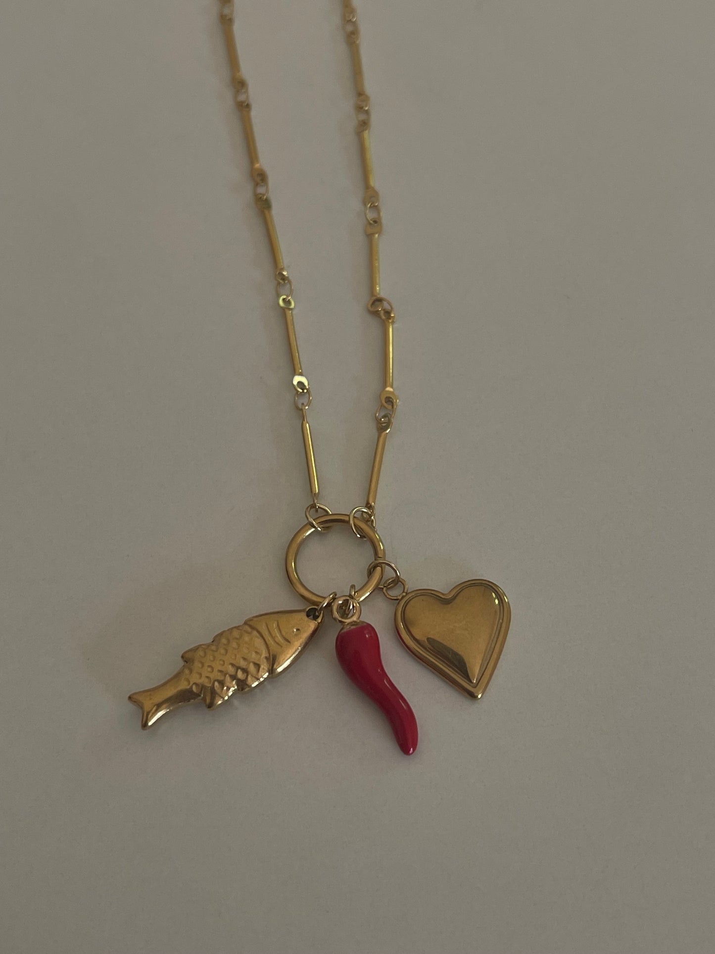 Red Chili Heart Necklace (Stainless Steel)