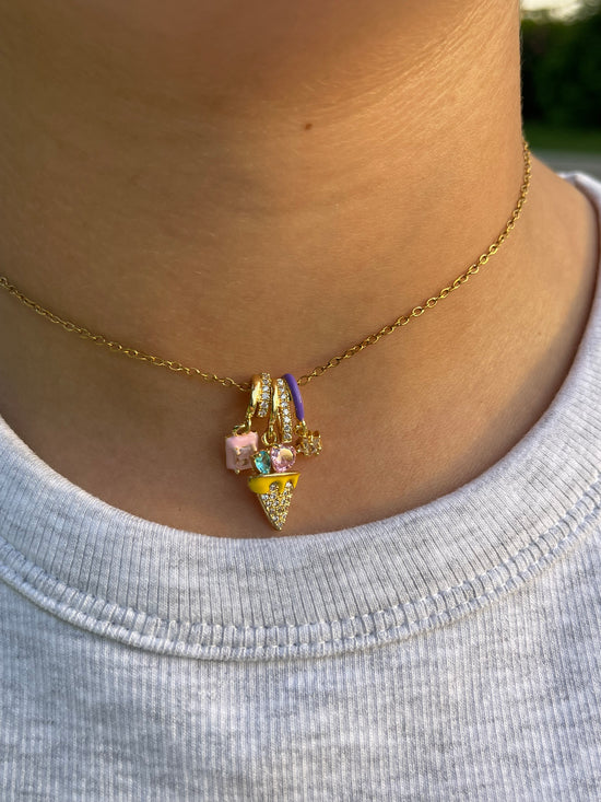 Dainty Crystal Charm Necklace (Stainless Steel)