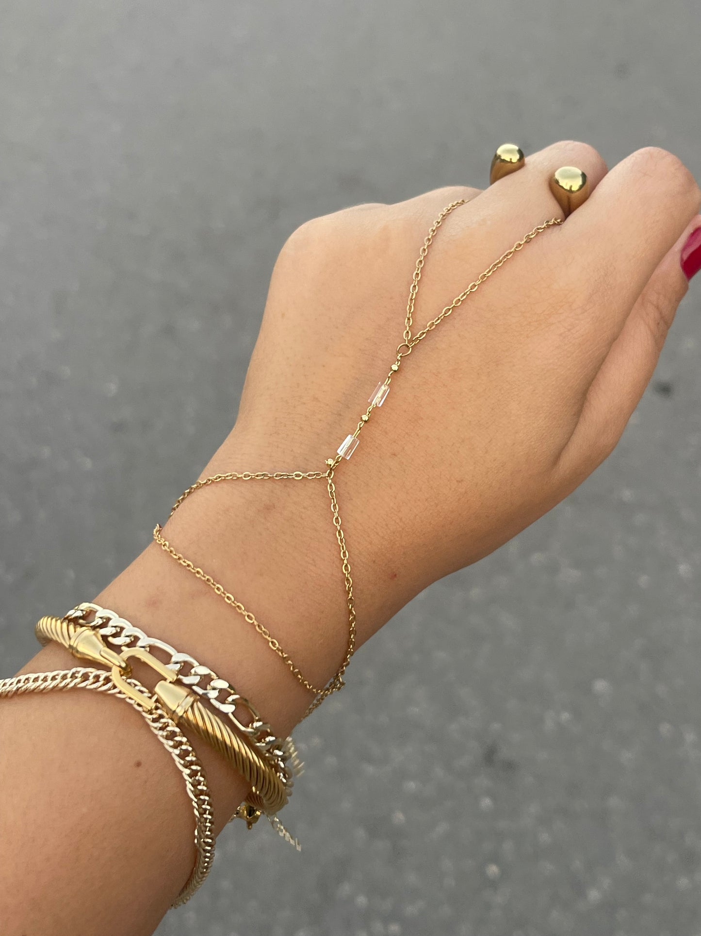 Double Dainty Gold Plated Hand-Chain✨