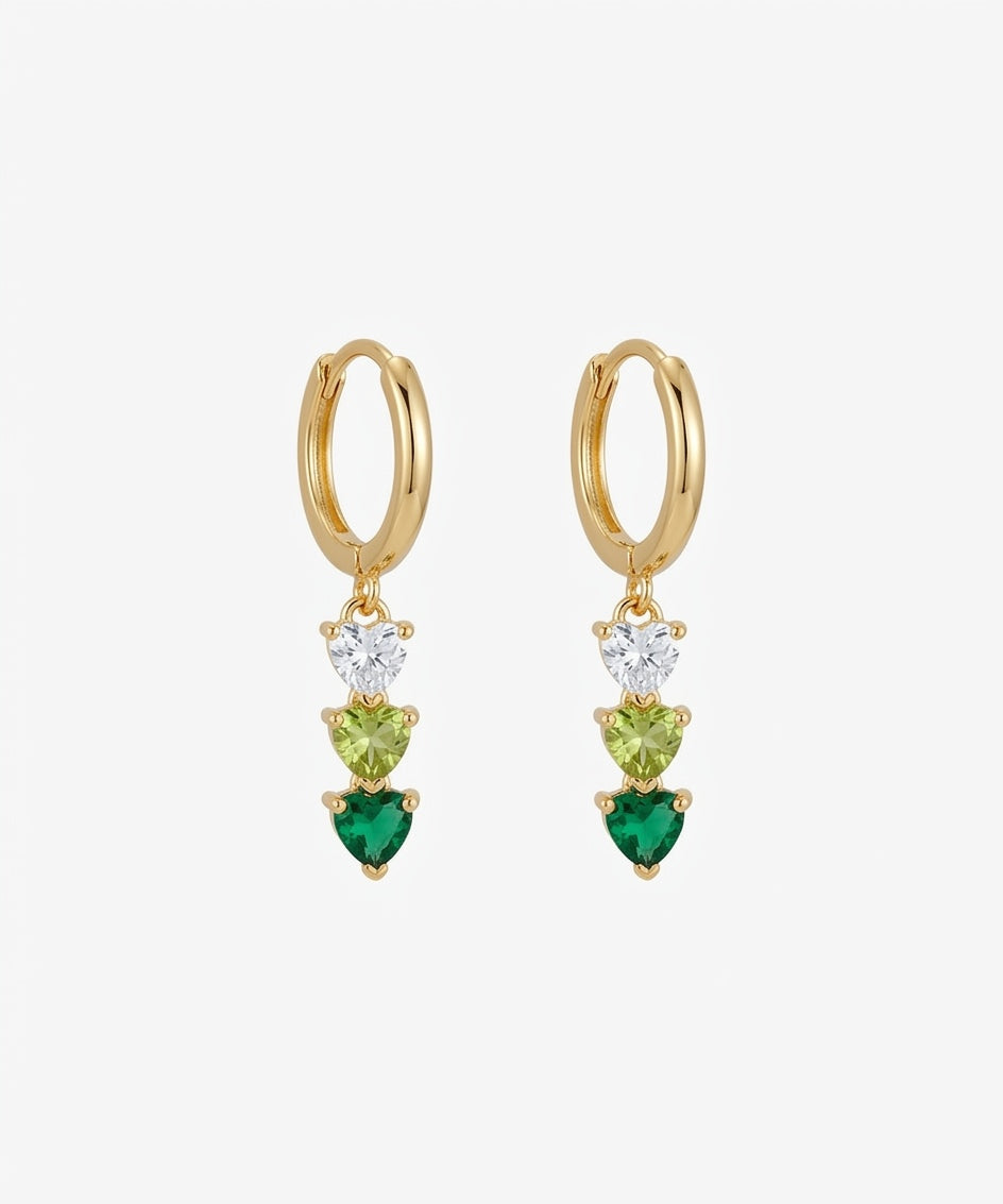 crystal hearts hoop earrings (gold plated)