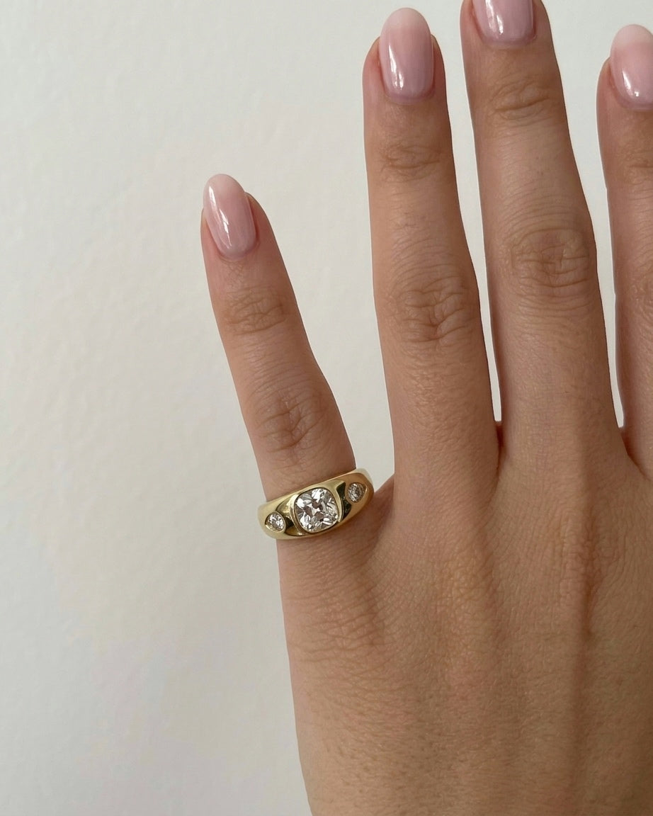 Triple Crystal Pinky Ring (Gold Plated)