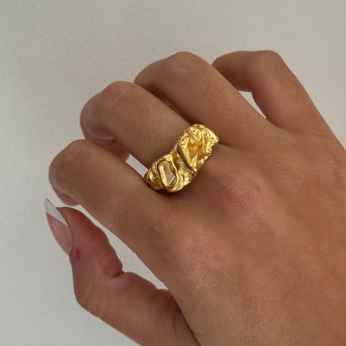 Chunky It-Girl Ring- Gold Plated (adjustable)