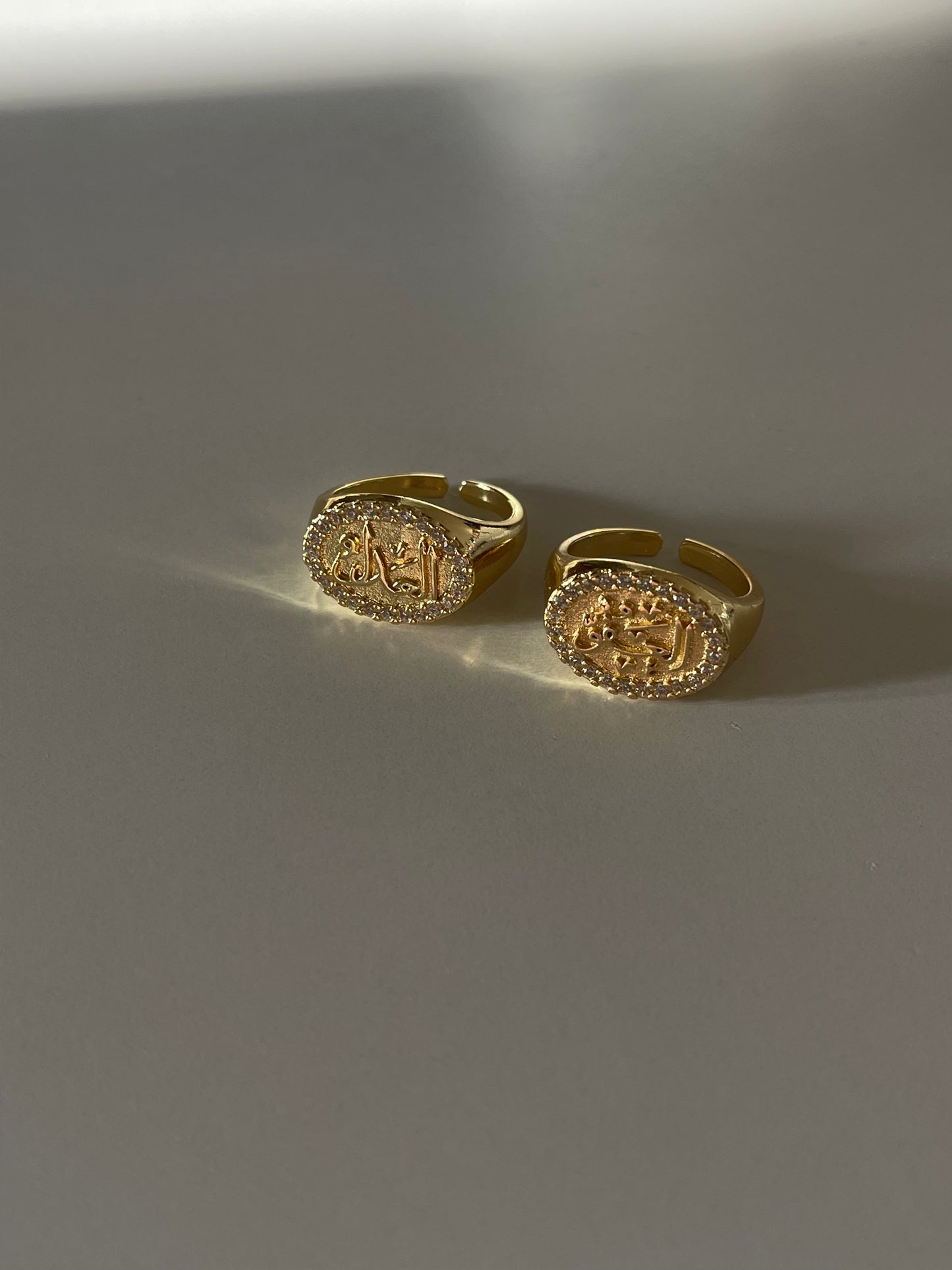 Crystal الله Signet Ring (Gold Plated)