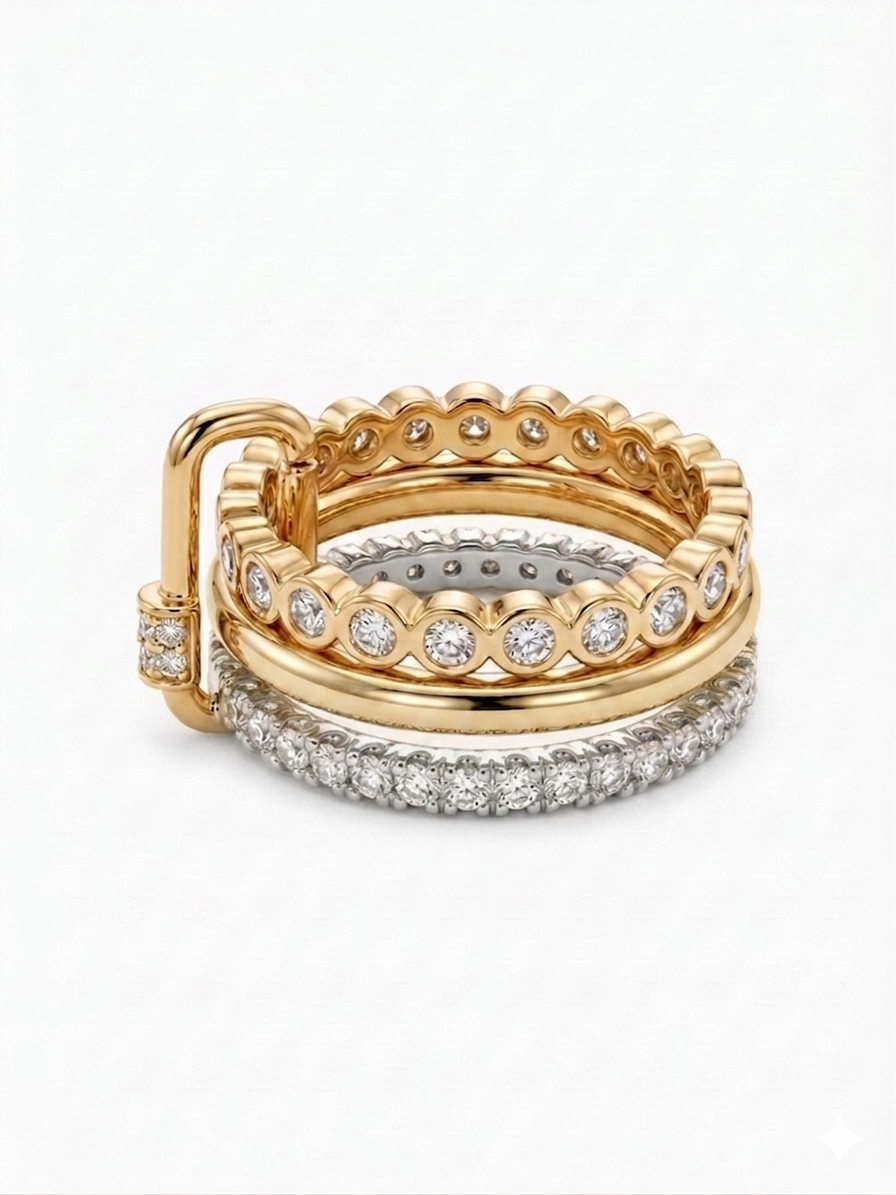 Triple Layered Crystal Ring (Gold Plated)
