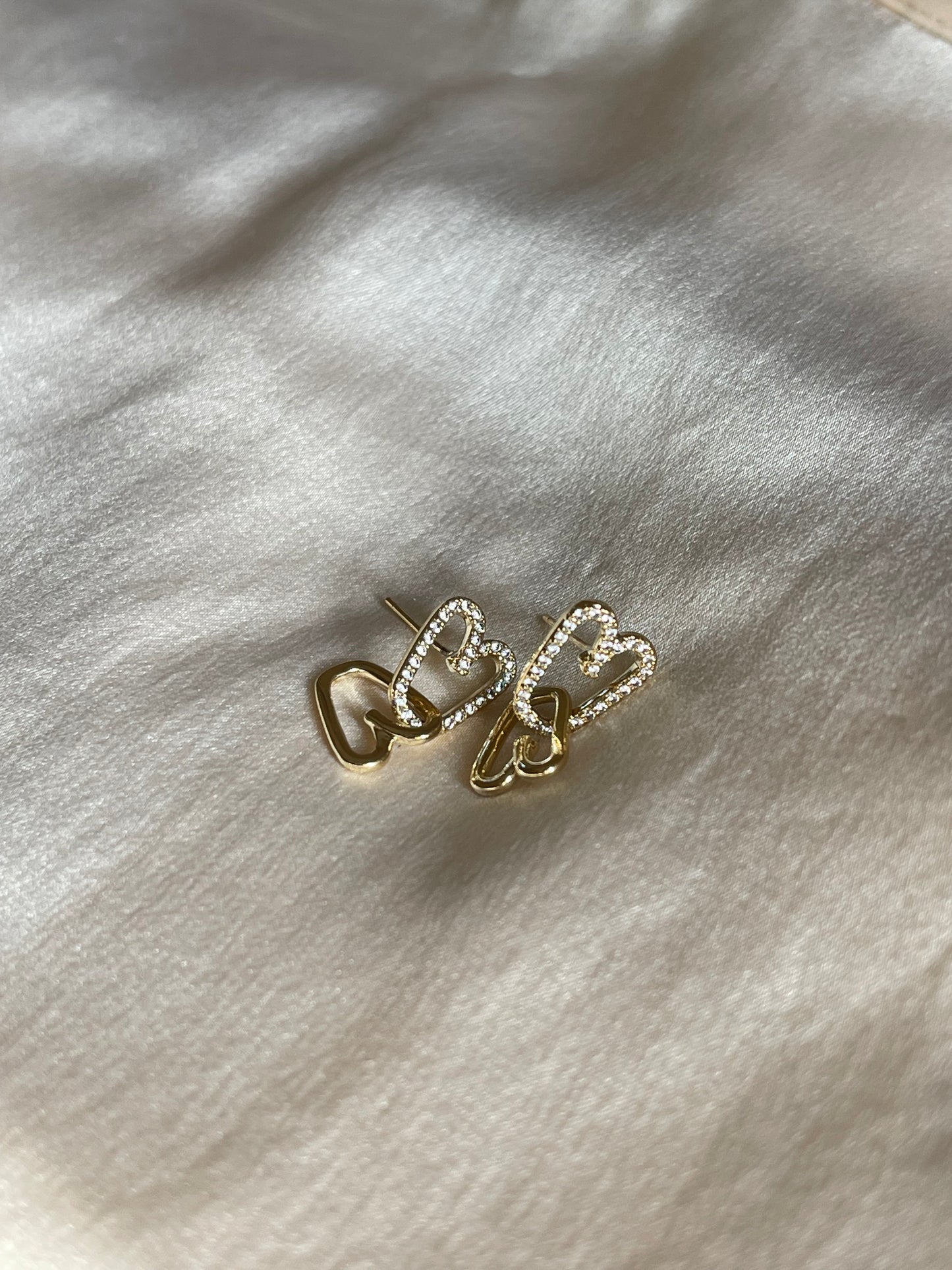 Crystal Heart Double Earrings