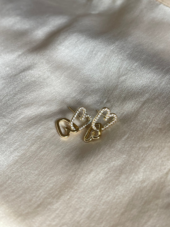 Crystal Heart Double Earrings