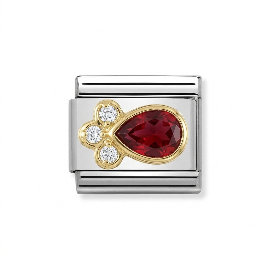 Red Ruby Paw- Silver Italian Charm