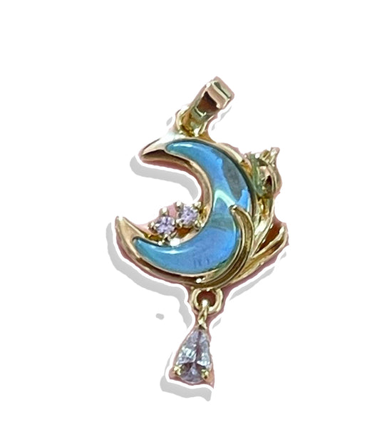Crystal Moon- Gold Plated Charm