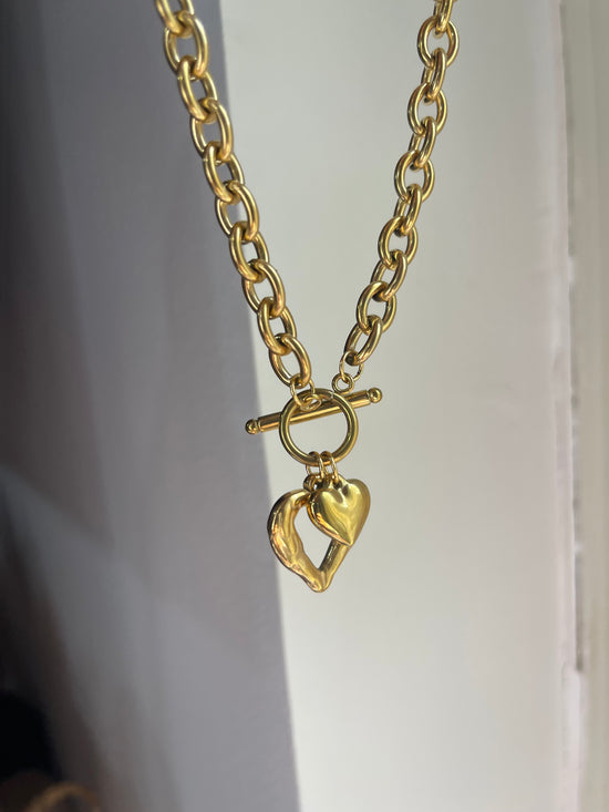 Chunky Charm Heart Necklace - Stainless Steel