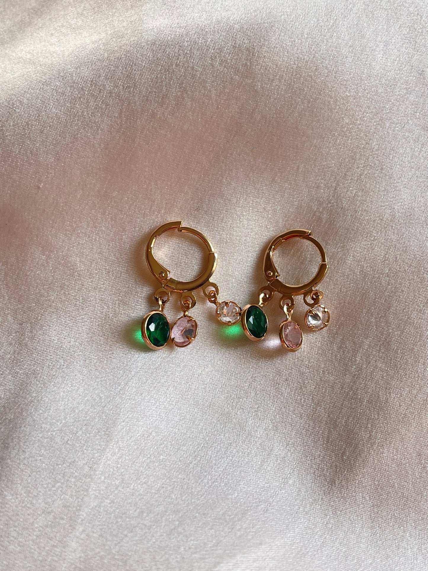Circles Rainbow Dainty Hoops (Gold Plated)
