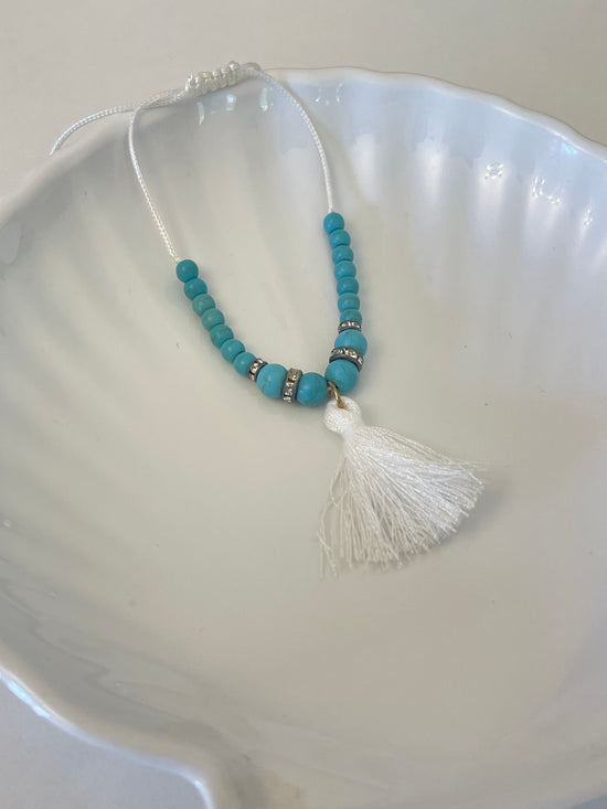 Blue Stones Feather Anklet