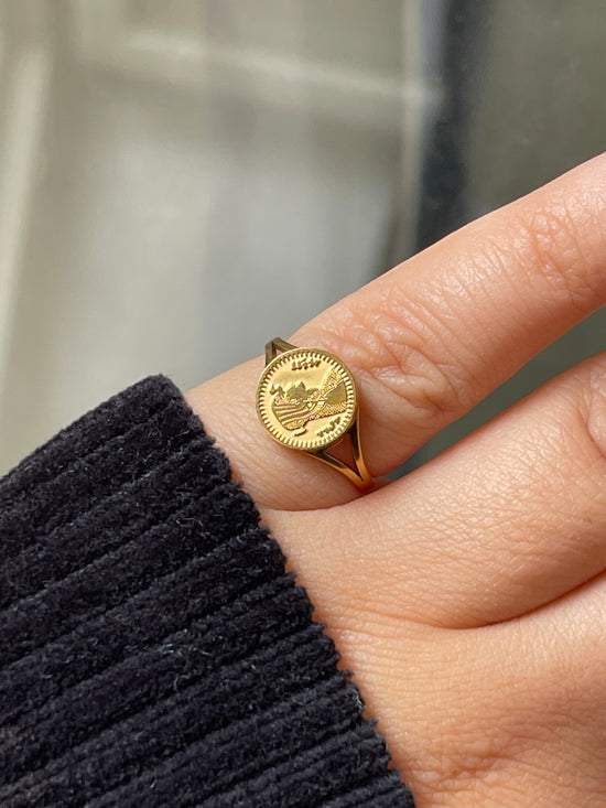 Vintage Egyptian Coin Pinkie Ring