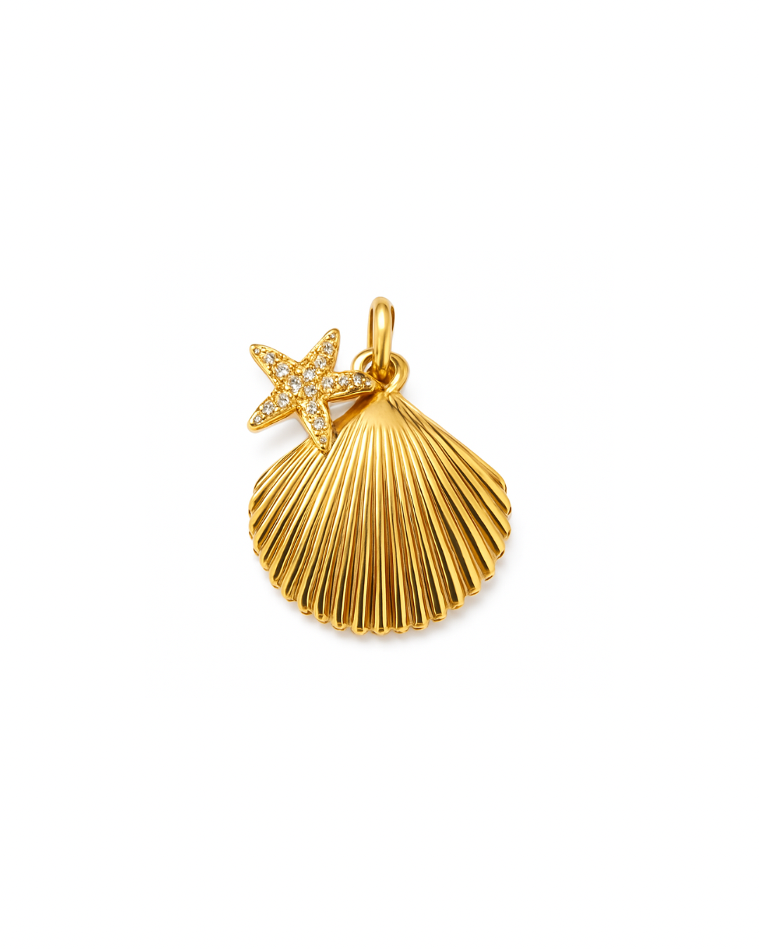 Layered Shell Charm- Gold Plated