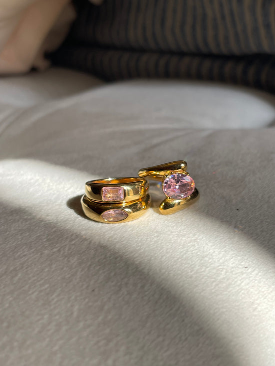 Pink Statement Ring- Stainless Steel
