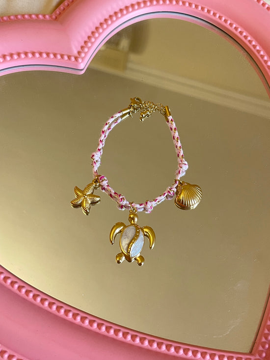 Summer Feels Charm Fabric Bracelet (Stainless Steel)