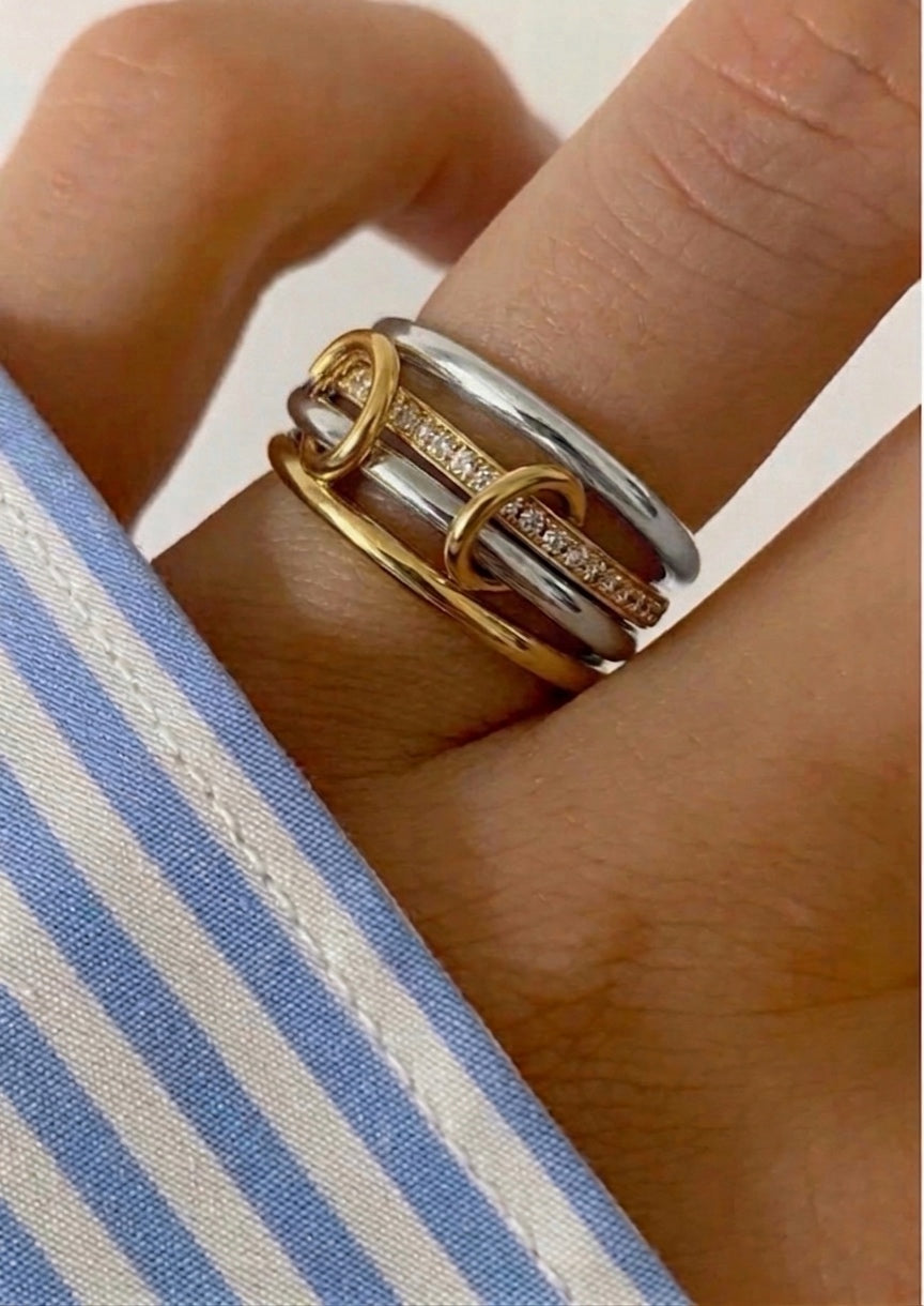 Layered Crystal Ring (Gold Plated)