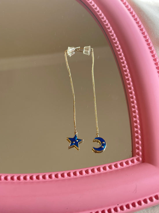 Blue Star Dangle Earrings