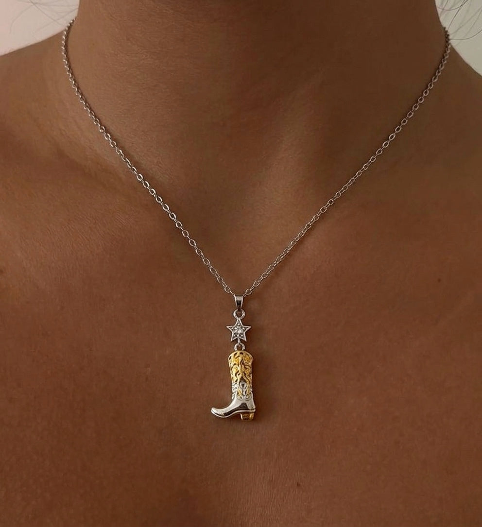Mixed Crystal Cowboy Necklace (Stainless Steel)