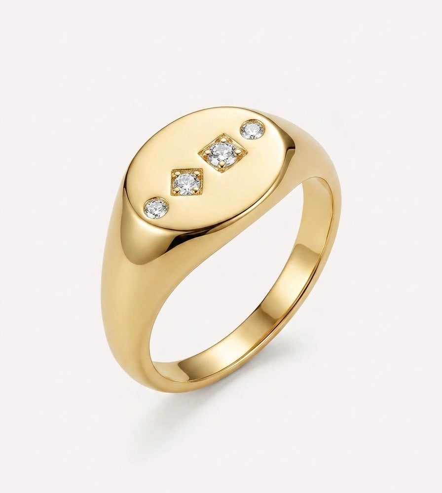 Mini Crystals Pinky Ring (Gold Plated)