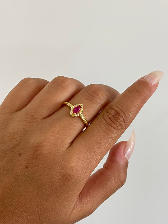 Crystal Ruby Red Ring (Gold Plated)