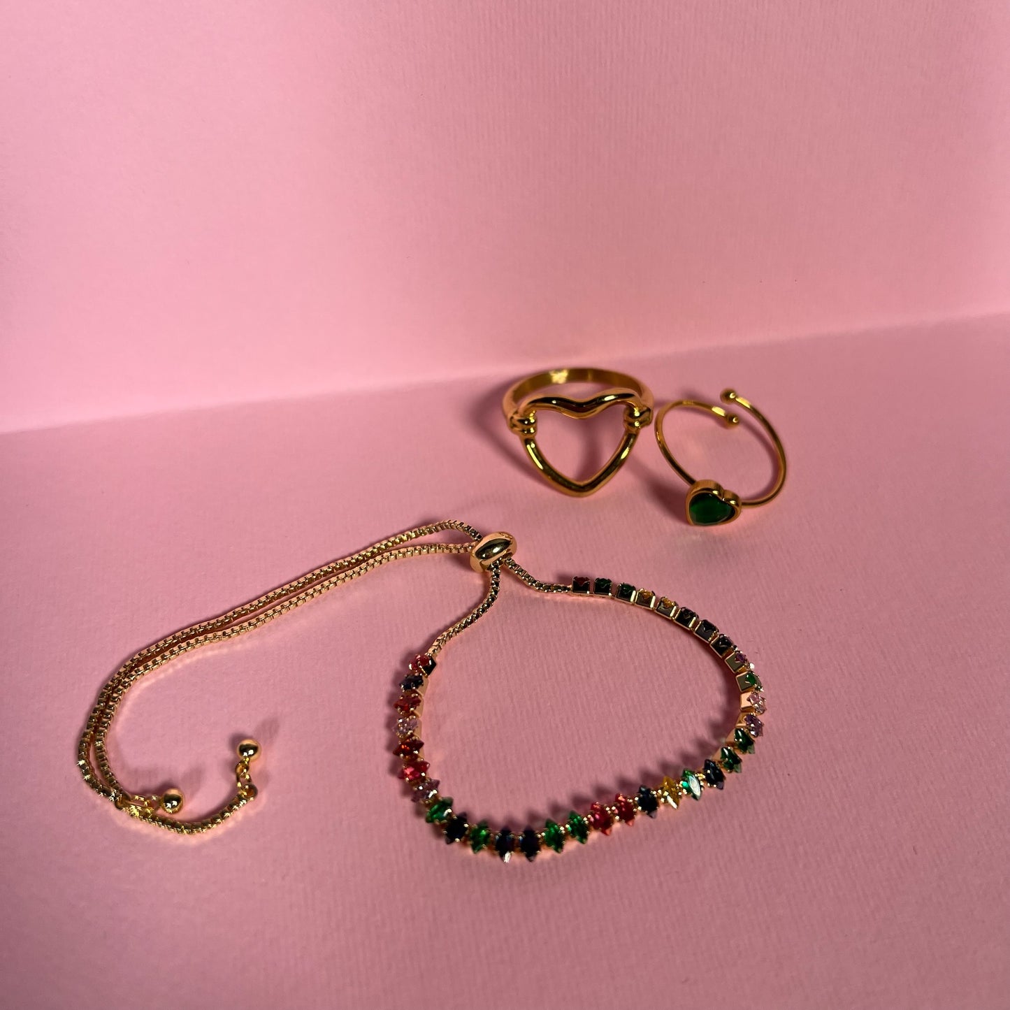 Rainbow Tennis Bracelet (Gold Plated)