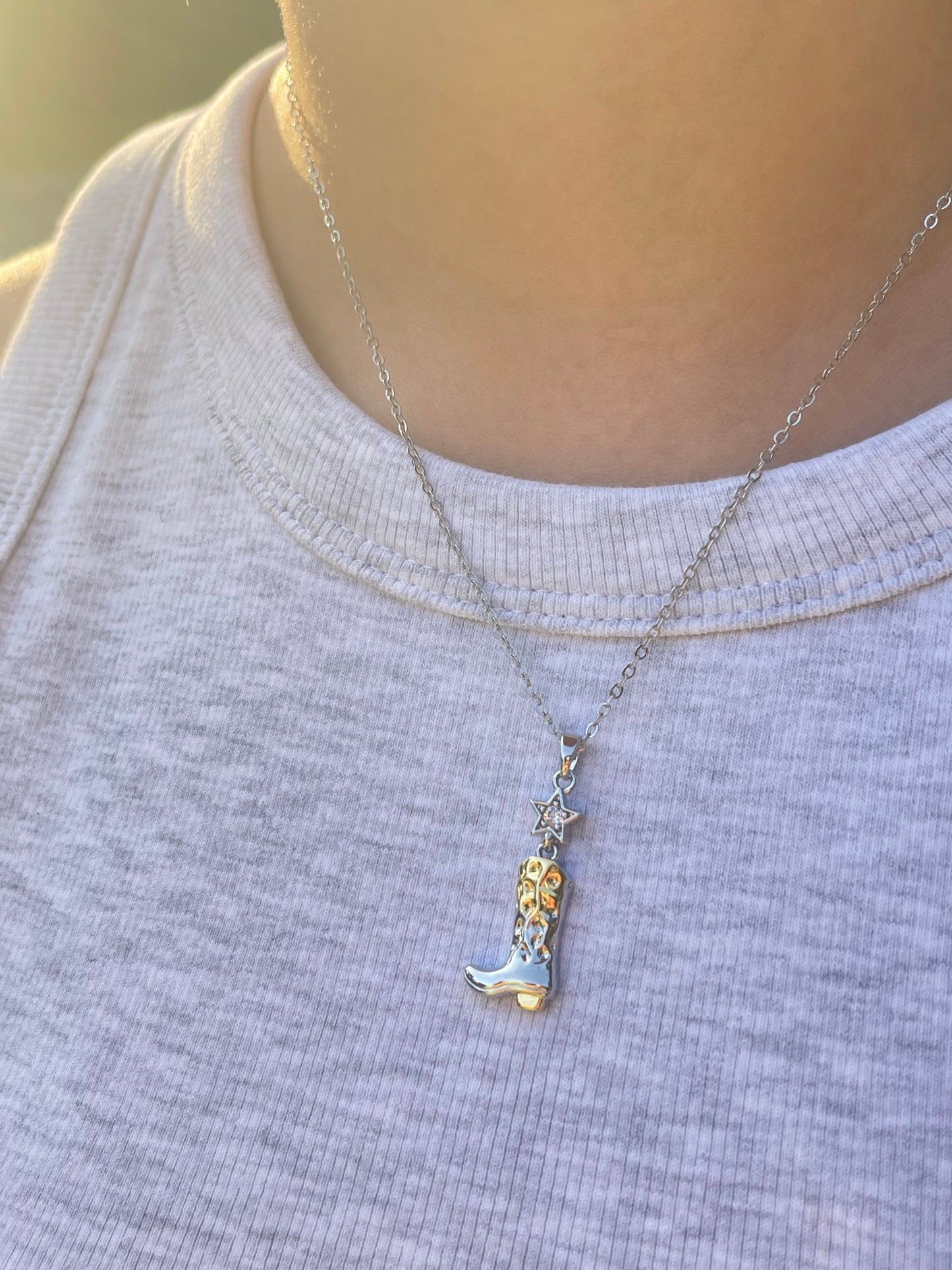 Mixed Crystal Cowboy Necklace (Stainless Steel)